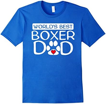 Men's World's Best Boxer Dad Dog Owner Paw Print T-Shirt Large Royal Blue