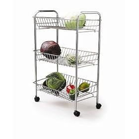 Kitchen Craft Chrome Plated 3 Tier Trolley 43cm x 28cm x 66cm
