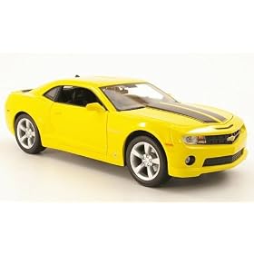 Chevrolet Camaro SS RS, yellow with black stripes, 2010, Model Car, Ready-made, Maisto 1:18