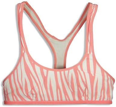CC Girl - Big Girls' Reversible Racerback Zebra Stripe Sports Bra, Coral Pink, White 24158-30