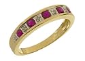 9ct Yellow Gold Ladies Diamond and Ruby Ring