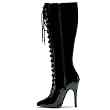 Women's Sexy Lace Up Knee High Boots 5 Inch Stiletto Heel Black