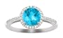 10k White Gold, December Birthstone, Coated Blue Topaz and Diamond Ring, Size 7