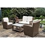 RATTAN 4PC GARDEN FURNITURE TABLE & CHAIR PATIO SET