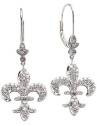 Tivolia Collection 14kt White Gold Fleur-De-Lis Diamond Earrings