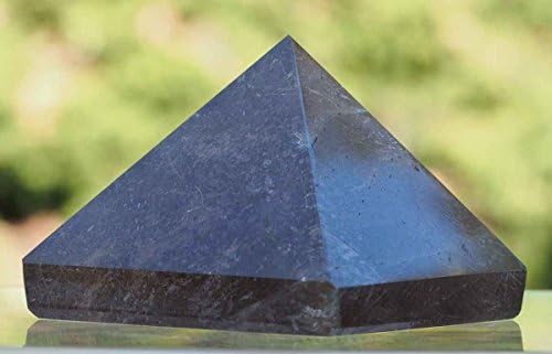 Tourmalinated Quartz Pyramid Carved Genuine Natural Dense 1.5"