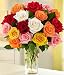 Roses - Dozen Assorted Rose Flowers + 6 FREE with Vase Roses - Dozen Assorted Rose Flowers + 6 FREE with Vase