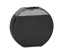 Gloss Black and Silver Ceramic Disc Vase - 7 3/4" x 2" x 7" tall