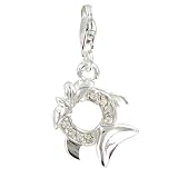 Les Poulettes Jewels - Charms Bracelet Sterling Silver Sunfish and Rhinestones - with Lobster Clasp