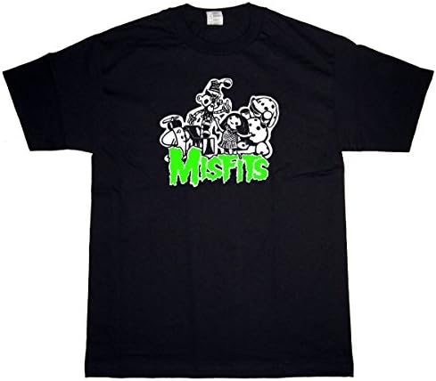 Men's Christmas / Halloween Spoof T-Shirt! Classic Cartoon, Rock Band Mash Up! Misfits, X-Mas Black T-Shirt 2X-LARGE