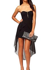Strapless Bandeau Neck Sleeveless Asymmetric Club Dress 