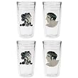 Greek Man & Greek Woman 12 oz Slimline Insulated Beverage Tumblers Set, Clear (Set of 4)