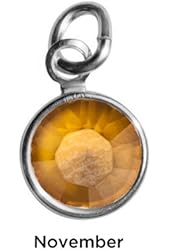 Sterling Silver Mother's Loving Embrace Golden Yellow Crystal Charm