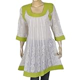 IMAGE OF Gifts for Mothers Day - White Cotton Top Blouse Chikan Embroidery Size M