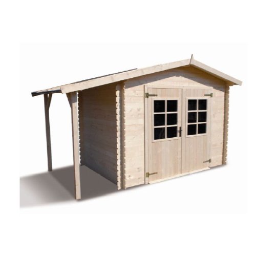 Abri de jardin en bois emboité 280 x 195 cm + Bucher