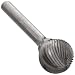Bassett Ball Solid Carbide Bur, Uncoated (Bright) Finish, Single Cut, Plain End