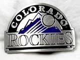 Colorado Rockies Enamel Pewter Buckle, MLB Baseball Buckle