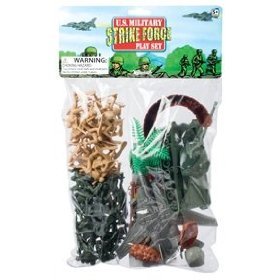 U.S. Military Strike Force: Tan vs Green Plastic Army Men 60 piece Battle Playset: 2 inch 1/35th Toy Soldiers