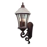 Royce Lighting RL2134/4WP Villa Outdoor Wall Lantern Weathered Patina with Clear Beveled Globe White Alabaster Glass Top