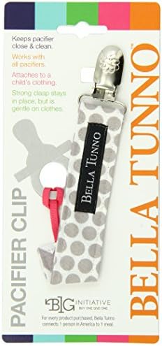 Bella Tunno Fabric Loop Pacifier Clip, Honeycomb Grey Dot/Zigzag Grey