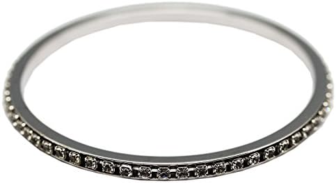 Silver Bangle Bracelet With Brilliant Rhinestone Diamonds