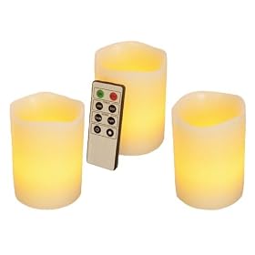 Mooncandles  -  3 Vanilla Scented Wax Flameless Candles with Timer and Remote Control