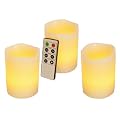 Mooncandles  -  3 Vanilla Scented Wax Flameless Candles with Timer and Remote Control