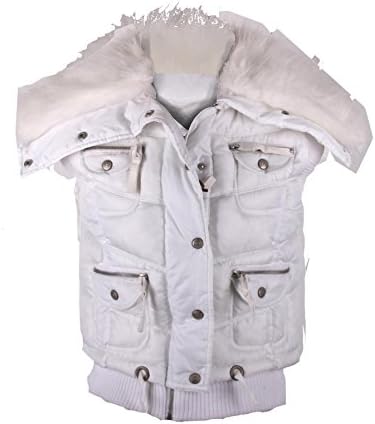 G Cute Girls Shiny Hooded Puffer Vest with Pockets(GRLOW-VST,WHT-S)