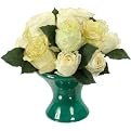 Roses in Short Flared Vase - White(10 x 10 x 10")