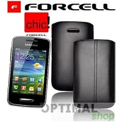 /Samsung Wave Y (S5380) *G1* black - Leder H�lle Etui Pouch Tasche f�r Samsung Wave Y S5380 / Lasche mit R�ckzugfunktion