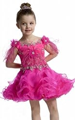 Girls Chiffon/Taffeta/Tulle Crystal Applique Crystals Beaded Lace Flower-Girl Dress/Wedding Party Dress 