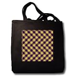 Purple and Gold LSU Tartan Dark purple and yellow - Black Tote Bag JUMBO 20w X 15h X 5d