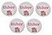 QTY 5 Usher Pink Rose 1.25â€ Pinback Buttons Pins Shabby Chic Wedding Party