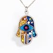 Blue and Gold Hamsa Necklace