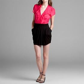 BCBGMAXAZRIA Black Pleated Band Skirt