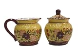 2PC SUGAR AND CREAMER SAUCER GARDEN FLOWER DECOR