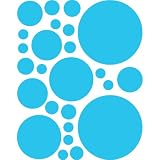 Instant Murals 25 Polka Dot Wall Transfer Stickers - Bright Blue