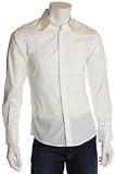 MANUEL Mens White Tuxedo Front Dress Shirt, Size S
