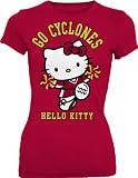 NCAA Iowa State Cyclones Hello Kitty Pom Pom Junior Crew Tee Shirt (Cardinal, X-Large)
