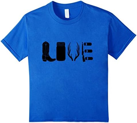 Kids Hunter Love Shirt Deer Hunting Antlers Gun Boots Moonshine 10 Royal Blue