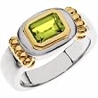 Sterling Silver and 14K Yellow Gold Peridot and Diamond Ring