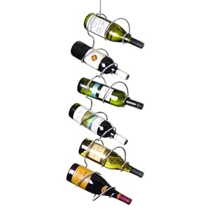 Oenophilia 6-Bottle Climbing Tendril Hanging Wine Rack, Chrome by