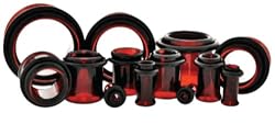 SINGLE FLARE RED PYREX GLASS TUNNELS GTSFRD7/16- 11MM(7/16")