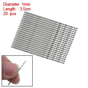 1mm Diameter 20pcs Straight Shank Twisted Drill Bit Tip