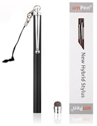 amPen Hybrid Stylus (Black) for iPad Air, iPad 2, iPad Mini, iPhone 4s, iPhone 5/5s/5c, Nexus 5, Nexus 7, Galaxy S4, HTC One (Interchangeable Hybrid Tip Feature)