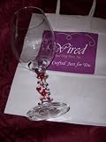 Red & White Beaded Wine Glass