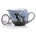 HuesNBrews Cattitude Infuser 17 Ounce Blue Teapot, 1 Pack