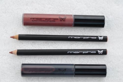 Zinnia lip stain, Mariposa lip gloss, Anamu lip pencil, Cumaru lip pencil - Super Staying Lip Stain, Lip Gloss, 2 FREE Lip Pencils - SET of 4 - Morpho Cosmetics - long lasting lip products