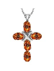 2.00 Ct Oval Orange Red Madeira Citrine 925 Sterling Silver Pendant With Chain