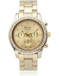 Brinley Co. Womens Rhinestone Accent Metal Link Watch